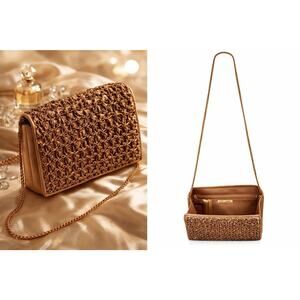 Kate Landry Bronze Textured Clutch Crossbody Bag Metallic Evening Purse